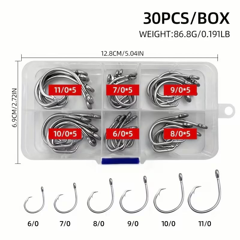 30 unids/caja anzuelos de pesc - Fishing Hook Circle reseña y precio
