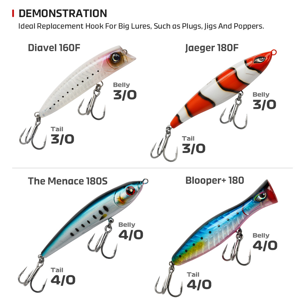NOEBY-anzuelos triples Super D - Fishing Hook Size reseña y precio